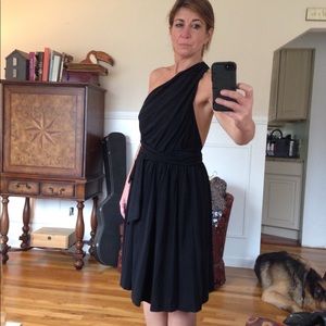 Halston Heritage One Shoulder Little Black Dress. Size 4.